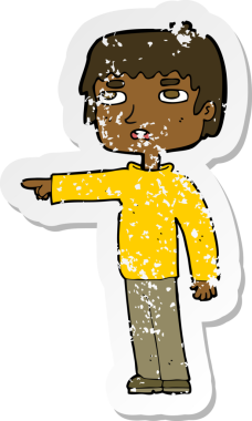 Bir insan tarafından çizilmiş bir çizgi film karakterinin gerilimli çıkartması.