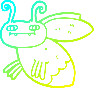 Bir insan tarafından çizilmiş bir çizgi film böceğinin soğuk gradyan çizimi