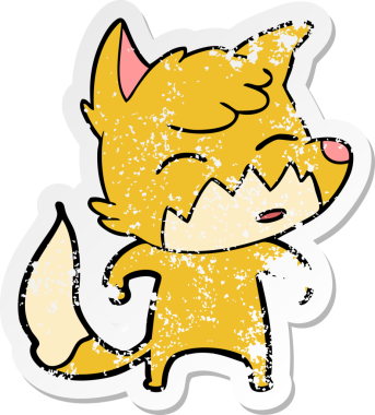 Bir insan tarafından çizilmiş tilki çizgi filminin sıkıntılı çıkartması.