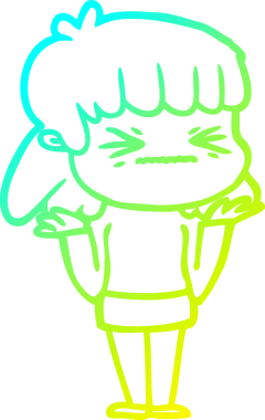 Bir insan tarafından çizilmiş kızgın bir kızın soğuk çizgi çizimi.