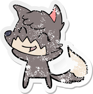 Bir insan tarafından çizilmiş mutlu bir tilkinin sıkıntılı çıkartması.