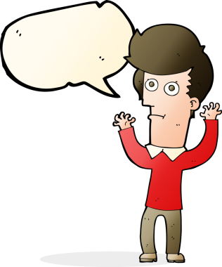 Bir insan tarafından çizilen konuşma baloncuğuyla adamı şok eden çizgi film.