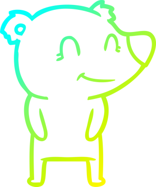 Bir insan tarafından çizilmiş dost canlısı bir ayı çizgi filmi.