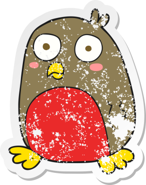 Bir insan tarafından çizilmiş bir karikatürün gerilimli retro etiketi.