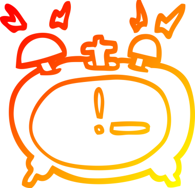 Bir insan tarafından çizilmiş çizgi film çalar saat çizimi.