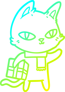 Bir insan tarafından çizilmiş bir çizgi film kedisi çizimi.