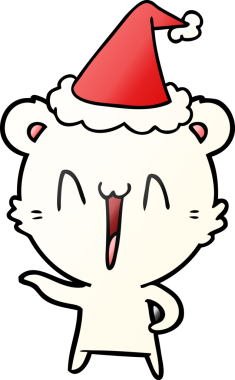 Gülen kutup ayısı eli, bir insanın çizdiği Noel Baba şapkasının gradyan çizimi.