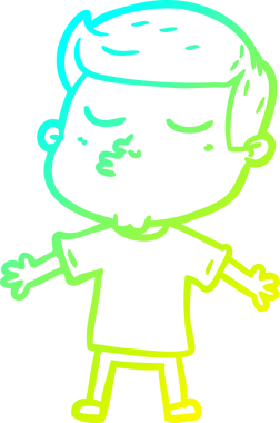 Çizgi film mankeni bir adamın insan tarafından çizilmiş soğuk gradyan çizimi.