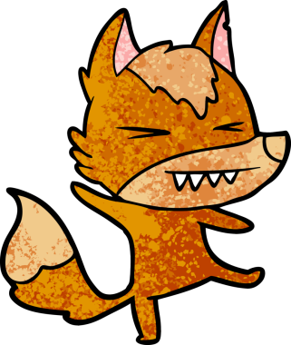 Bir insan tarafından çizilmiş tilki çizgi film karakteri