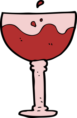 Bir insan tarafından çizilmiş kırmızı şarap bardağı.