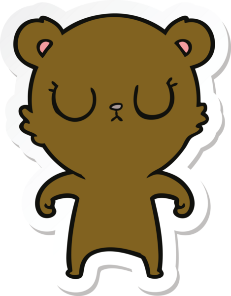 Bir insan tarafından çizilmiş barışçıl bir çizgi film ayısının çıkartması.