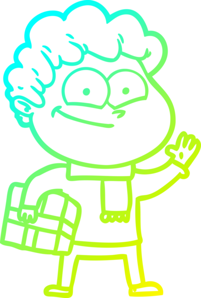 Bir insan tarafından çizilmiş mutlu bir adamın soğuk çizgi çizimi.