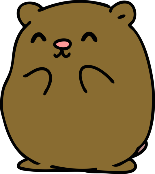 Bir insan tarafından çizilmiş küçük mutlu bir ayı çizgi filmi.