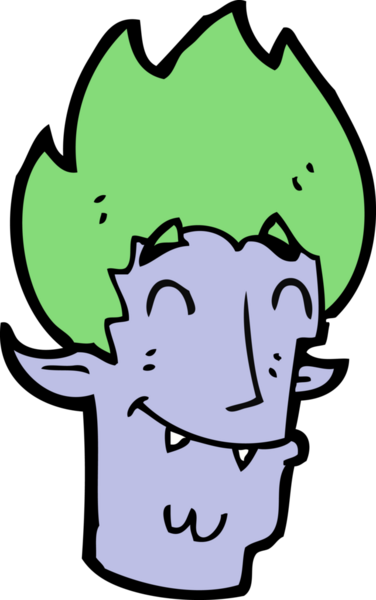 Bir insan tarafından çizilmiş mutlu vampir kafası.