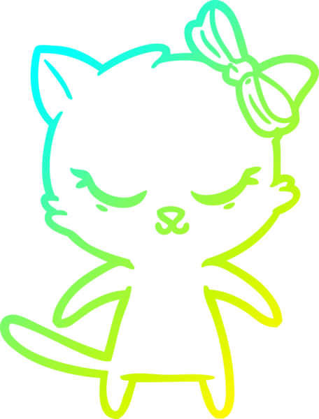 Bir insan tarafından çizilmiş bir çizgi film kedisinin soğuk gradyan çizimi