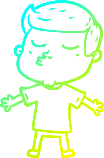 Çizgi film mankeni bir adamın insan tarafından çizilmiş soğuk gradyan çizimi.