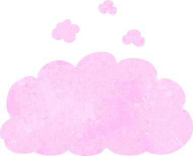 Bir insan tarafından çizilmiş tüylü pembe bir bulut.