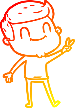 Bir insan tarafından çizilmiş, karikatür dostu bir adamın sıcak çizgi çizimi