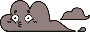 Bir insan tarafından çizilmiş fırtına bulutunun sevimli karikatürü.