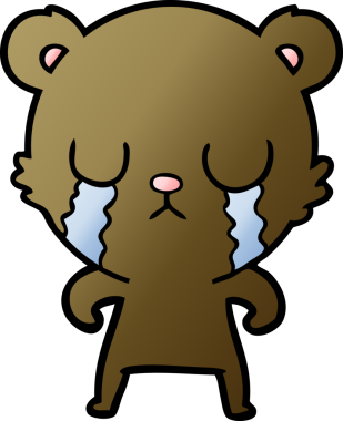 Bir insan tarafından çizilmiş ağlayan çizgi film ayısı.