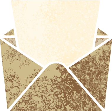 Bir insan tarafından çizilen zarfın içinde tuhaf bir çizim stili var.