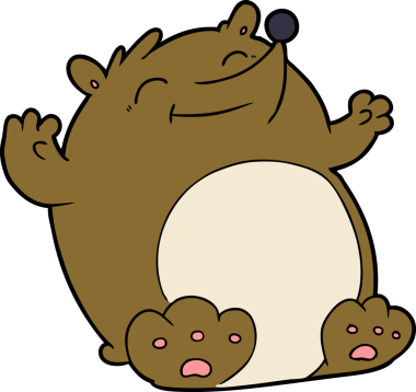 Bir insan tarafından çizilmiş çizgi film ayısı.