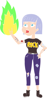 Bir insan tarafından çizilen düz renkli taş kız çizimi