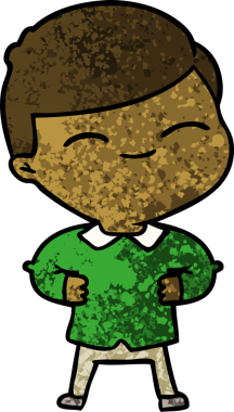 Bir insan tarafından çizilmiş gülümseyen çocuk.