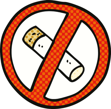 Çizgi roman tarzı. İnsan tarafından çizilmiş sigara içilmez.