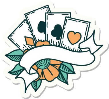 Geleneksel kart stili ve bir insan tarafından çizilmiş dövme çıkartması.