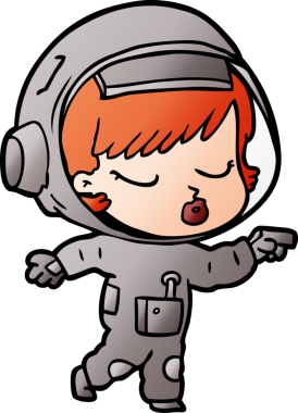 Bir insan tarafından çizilmiş güzel astronot kız.