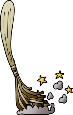 Bir insan tarafından çizilmiş sihirli süpürge sopaları.