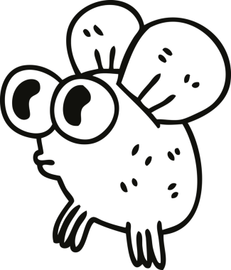 Bir insan tarafından çizilmiş garip çizgi film sineği çizimi