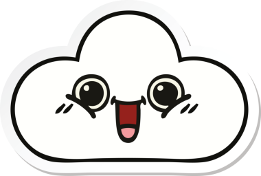 Bir insan tarafından çizilmiş şirin bir karikatür bulutunun çıkartması.