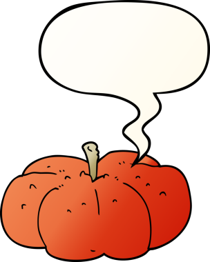 bir insan tarafından çizilmiş dil baloncuklu çizgi film balkabağı.