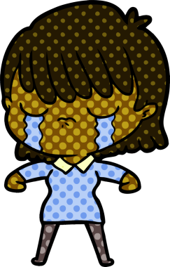 Bir insan tarafından çizilmiş ağlayan çizgi film kadını.