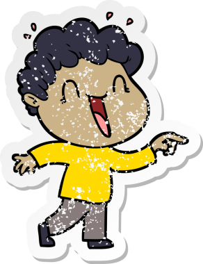 Bir insan tarafından çizilmiş mutlu bir adamın sıkıntılı çıkartması.