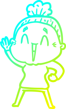 Bir insan tarafından çizilmiş, mutlu, yaşlı bir kadının çizdiği soğuk çizgi.