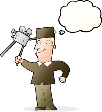 Bir insan tarafından çizilmiş düşünce balonlu çizgi film yapımcısı.