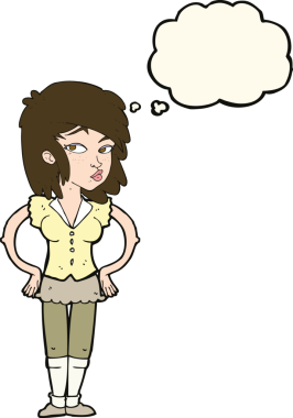 Kalçasında insan tarafından çizilmiş düşünce baloncuğu olan güzel bir kadın.