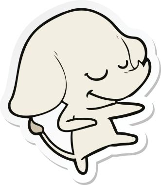 Bir insan tarafından çizilmiş gülümseyen fil çıkartması.