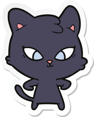 Bir insan tarafından çizilmiş şirin bir çizgi film kedisinin çıkartması.