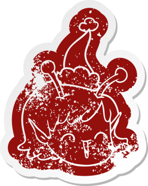 Garip bir çizgi film. Uzaylı uzay kızı suratının insan tarafından çizilmiş Noel Baba şapkası yapıştırması.