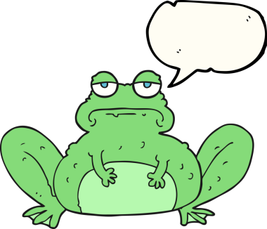 Bir insan tarafından çizilmiş serbest konuşma balonu karikatür kurbağası