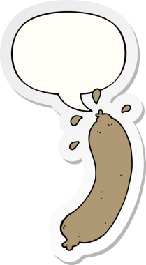 Bir insan tarafından çizilmiş konuşma balonu çıkartmalı çizgi film sosisi.