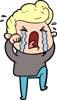 Bir insan tarafından çizilmiş ağlayan bir karikatür.