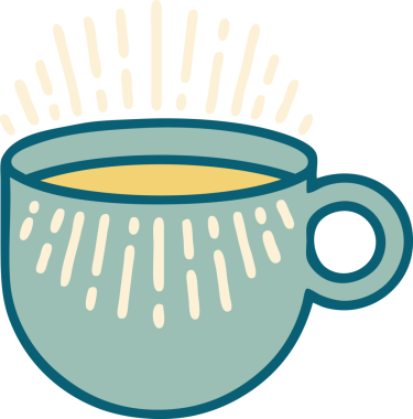 Bir insanın çizdiği kahve fincanının ikonik dövme şekli.