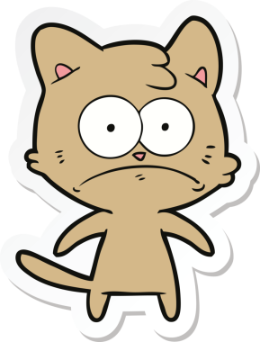 Bir insan tarafından çizilmiş karikatür asabi kedinin çıkartması.