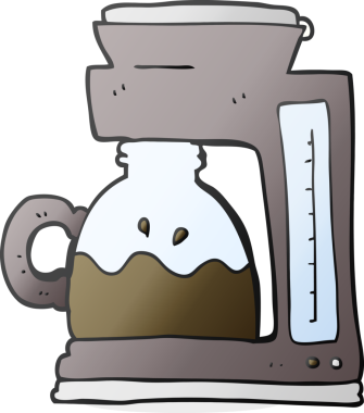 Bir insan tarafından çizilmiş serbest çizim kahve filtresi makinesi.