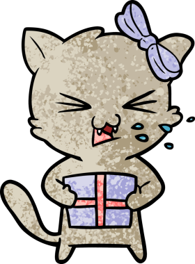 Bir insan tarafından çizilmiş çizgi film kedisi.